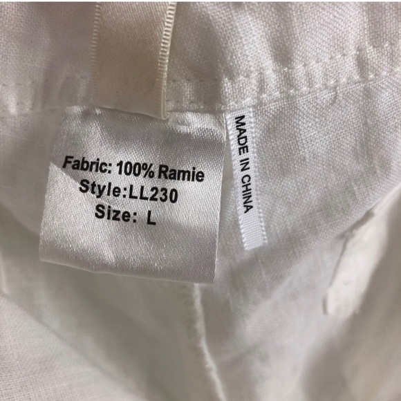 Elan White Linen Wide Leg Cropped Pants - Picture 4 of 4